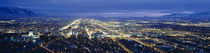 Aerial view of a city lit up at dusk, Salt Lake City, Utah, USA by Panoramic Images