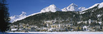Town On The Mountainside, Saint Moritz, Engadine Valley, Graubunden, Switzerland von Panoramic Images