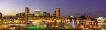 USA, Maryland, Baltimore, City at night viewed from Federal Hill Park by Panoramic Images
