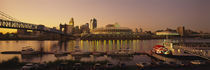 Buildings in a city lit up at dusk, Cincinnati, Ohio, USA by Panoramic Images