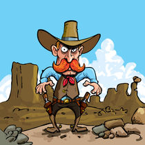 Cartoon cowboy in the desert