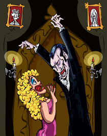 Cartoon Dracula threatening a blonde woman by Anton  Brand