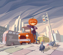 Jack O' Lantern and his orange car. by Oleksiy Tsuper