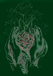 rose and hands green by Nicole Schmidt