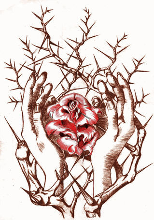 Hands-rose-thornbush-twocolor