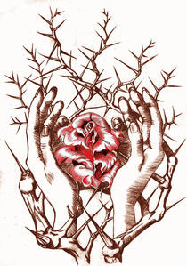 rose and hands twocolor thornbush von Nicole Schmidt