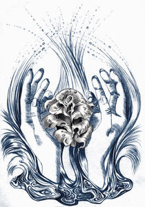 hands and rose  water two color by Nicole Schmidt