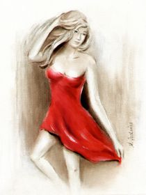 Schönes Girl im roten Kleid von Marita Zacharias