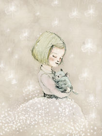 Trebol Rain, Portrait Girl and cat von Paola Zakimi