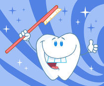 Cartoon Smiling Tooth With Toothbrush  von hittoon