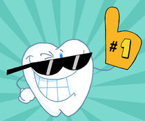 Smiling Tooth Cartoon Mascot Character Number One von hittoon