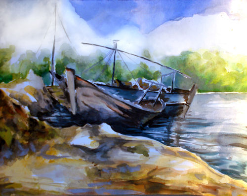 Boats-watercolors-on-paper-dec-2009