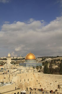  Jerusalem Old City, a view of the Western Wall and the Dome of the Rock by Hanan Isachar