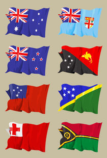 Eight Oceanic flags by William Rossin