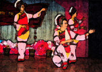 Tänzerinnen in Yunnan in China by Hermann Bauer