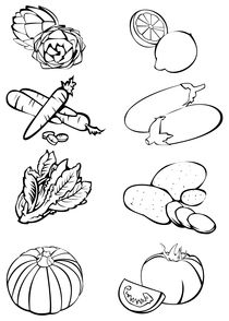 Eight vegetables - Black and white by William Rossin
