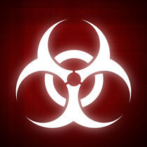 Biohazard symbol on red background by William Rossin