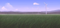 Windmills at Dusk by Carl Logan
