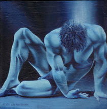 Blue Male Nude by Julie Ann Stricklin by Julie Ann  Stricklin