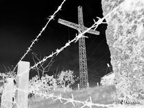 Steel Cross in Barb wire by ladygeneziz