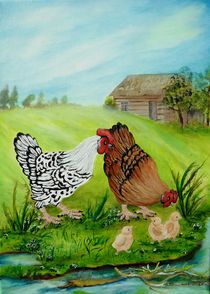 Hühner mit Kücken by G.Elisabeth Willner