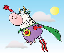 Super Hero Cow Flying To The Rescue  by hittoon