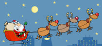 Christmas Santa Sleigh And Reindeer  by hittoon