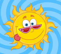 Happy Sun Mascot Cartoon Character With Shades  von hittoon