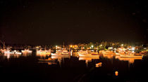 Lobster Boats in Harbor at Night by John Greim