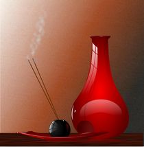 Red Vase and Incense by Tim Seward