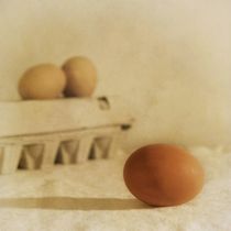 three eggs and a egg box by Priska  Wettstein