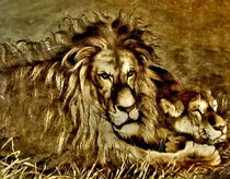 FOLK ART.LION.Painting by Maks Erlikh