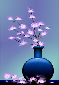 Blue Vase with Pink Flowers by Tim Seward