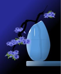 Cascading Flowers in Blue Vase by Tim Seward