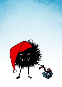 Evil christmas bug with a present by Boriana Giormova