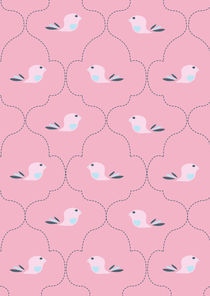 Pink Indian Bird Pattern by Caroline Allen