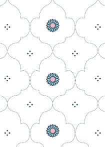 Blue Indian Pattern with floral and polka dot. von Caroline Allen