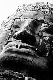Bayon Smiling Face - Low Angle B&W by Russell Bevan Photography
