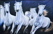 Night with white horses by silvia  ivanova