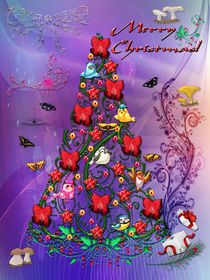Birds and Butterflies Christmas Tree Art by Blake Robson