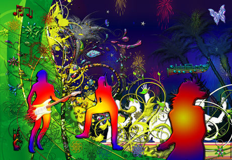 Lime-light-dancing-music-tropical-floral-collage