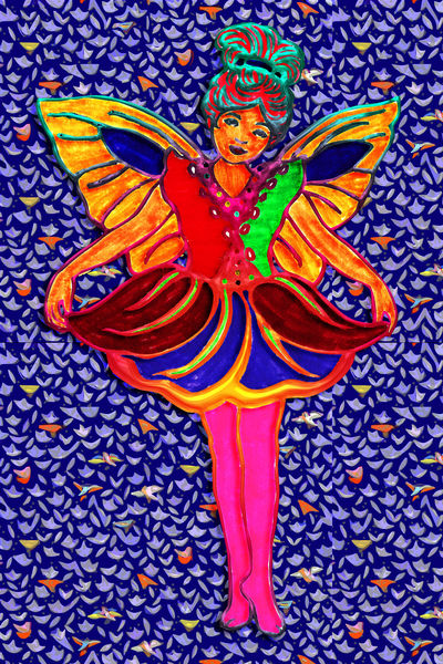 Butterfly-girl-in-floral-petal-dress