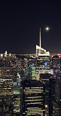 NYC Skyline with moon by Ines Schäfer