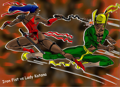 Iron-fist-vs-lady-katana-couleurs