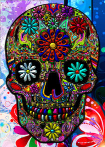 Painted Skull with Flowers by Blake Robson