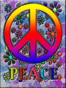 Retro Peace Sign & Flowers von Blake Robson
