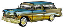 Classic Cadillac 2 Door Hard Top Blue & Gold Designer Finish and Details by Blake Robson