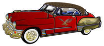 Classic Car with Leather Top Custom Burgundy & Gold with Eagle & Abstract Graphics von Blake Robson