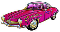 Classic Small Pink Sports Car Killer Cowgirl Designer Graphics von Blake Robson