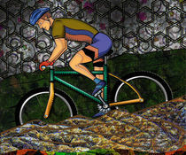 Young Man Biking Abstract Background by Blake Robson